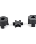 Efficient L075 3 piece L-Jaw coupling set with 5/8 inch bore and 3/16 inch keyway featuring HT250 steel hubs and NBR spider insert