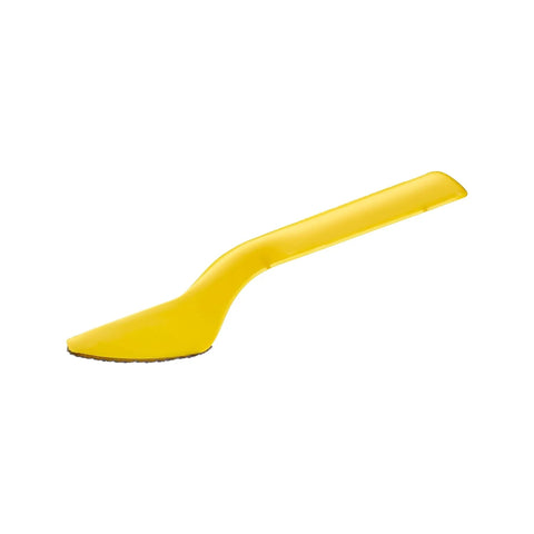 Yellow shaver tool for stock removal and fine finishing with flush to blade teeth for woodworking and metal projects.
