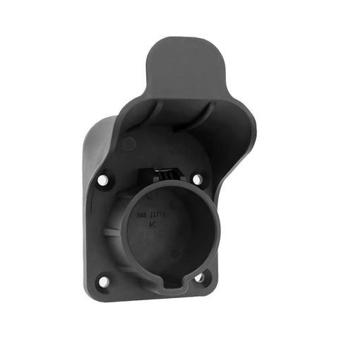 Rock Solid Wall Mount EV Charging Cord Holster Built With Hella Durable Nylon SAE J1772 Cable Organization System rear view with mounting holes.