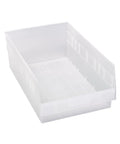 Rock Hard Clear Plastic Shelf Bins Four Pack Top Tier Polypropylene Storage Boxes with Built In Label Slots and Smooth Tilt Access, 17 x 11 x 6 inch.