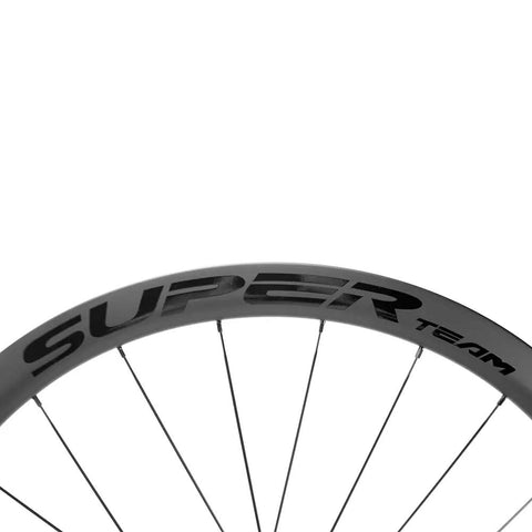 Top view of Dope Carbon Disc Brake Road Wheelset 700C Clincher Tubeless Ready U Shape Rim Deep Sections 38mm For Shimano Bikes