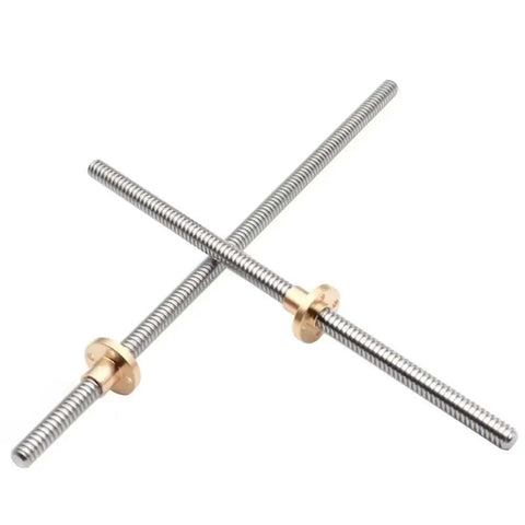 Premium T8 Leadscrew Kit For 3D Printer Mods With Matching Nut 100 To 500mm Length Durable Steel Lead 2mm Or 8mm Linear Motion Parts Ready To Roll, steel leadscrew with brass nut