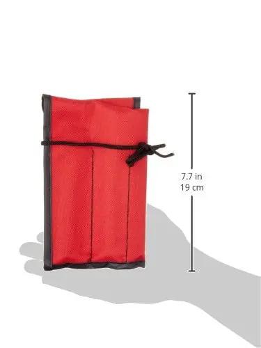 Pilot Punch 12 Piece Set In A Kit Bag With Black Oxide Finish for driving and removing roll pins, red pouch shown in hand for scale.