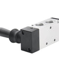 Side view of Manual Hand Lever 5 Way 2 Position Pneumatic Valve With G3/8 Inlet and 3/8PT Ports, alloy body, for industrial use
