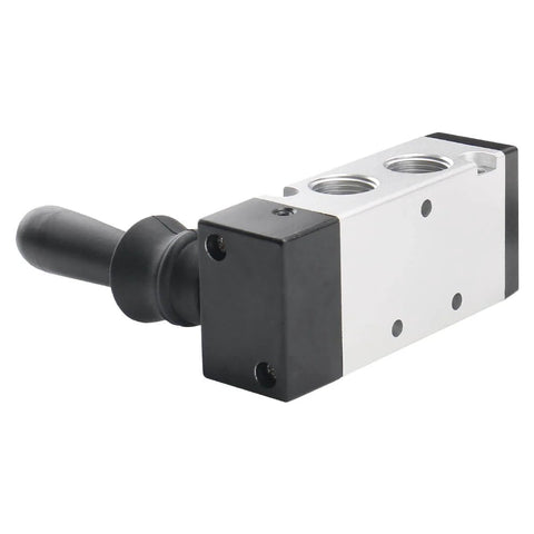 Side view of Manual Hand Lever 5 Way 2 Position Pneumatic Valve With G3/8 Inlet and 3/8PT Ports, alloy body, for industrial use