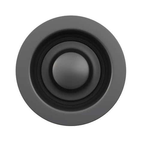 Top view of Matte Black Universal Garbage Disposal Sink Flange Stopper Kit 304 Stainless Steel Plug Fits 3-1/2 Inch Standard Drain Openings Durable Replacement Accessory For Kitchen Sinks Dope Choice.