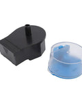 Heavy Duty Automatic Fish Feeder With Smart Electric Dual Compartments showing black base and clear blue hopper design.