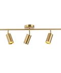 Brass Gold 3 Light Track Lighting Kit With Adjustable LED Heads, Dimmable Ceiling Spotlights, Modern Flush Mount Fixtures