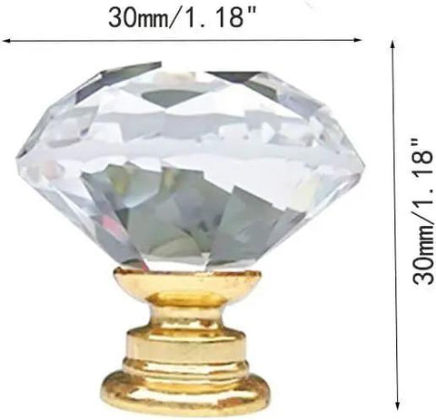 Top Shelf Crystal Cabinet Knobs With Gold Plated Base 6Pcs Drawer Pulls and Cupboard Handles For Kitchen Dressers, 30mm size
