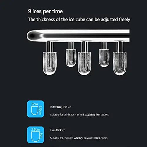 Heavy Duty Countertop Ice Maker Pumping Out Nearly Forty Pounds Daily With Lightning Fast Six Minute Freeze Cycles And Flexible Dual Size Cubes for adjustable ice cube thickness.