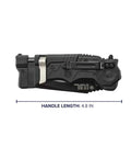 Folded view of Rock This 8.2 Inch Assisted Opening Tactical Knife with a 4.8 inch black nylon handle and pocket clip.