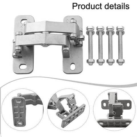 heavy duty stainless steel door hinge with screws for installation viewed from multiple angles showing durable construction
