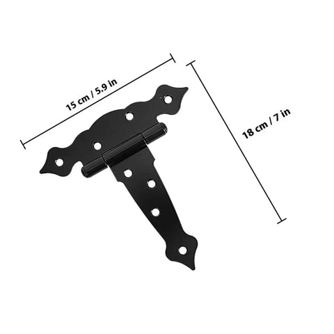 Heavy Duty Shed Door Hinges With Screws 2 Pack for Barn Doors, 15 cm x 18 cm black iron hinge, outdoor and farmhouse use