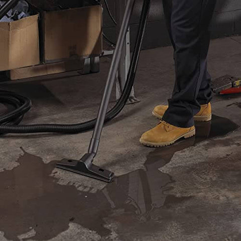 1.5 Inch Diameter Wet Dry Vacuum Accessory Kit With 2 Extension Wands, Elbow Grip, And 12 Inch Floor Nozzle in use cleaning wet floor