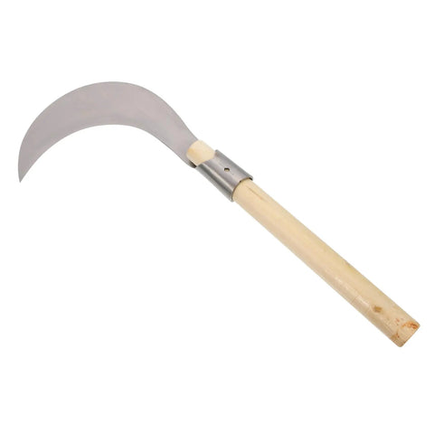 Long Handle Manganese Steel Grass Sickle for Weeding and Harvesting, hand tool with wooden grip, durable agricultural tool