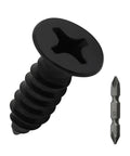 Badass Fifty Piece Kit Of Black 304 Stainless Steel Number 12 Flat Head Phillips Sheet Metal Screws Half Inch Length next to driver bit