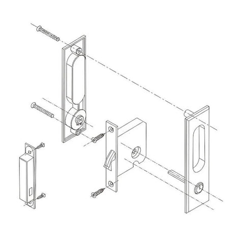 Sliding Barn Door Locks With Invisible Door Handle And Keys For Wood Pocket Doors Black Hardware assembly diagram