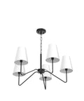 5 Light Modern Chandelier With White Fabric Shades, Sleek Black Dope Ceiling Pendant For Dining Room Living Room Hallway And Bedroom