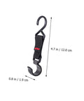 Close-up of a single S-shaped movable strap hook from the Five Piece Large Outdoor Camping Hook Set, size and dimensions shown.