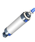 Mini Pneumatic Air Cylinder 25mm Bore 100mm Stroke Dual Action With Screwed Piston Rod, visible close-up aluminum design.