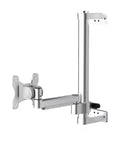 Mount Your Screen In Style With This Single Aluminum Monitor Arm Stand In Slick Silver, featuring a sturdy design and adjustable arm.