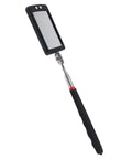 Telescoping Inspection Mirror With 360 Degree LED Rotation, extendable tool with black durable grip, and shatterproof lens.