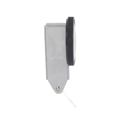 Side view of Dial Test Indicator Kit 0.01mm Precision Lever Dial Gauge with aluminum case, high visibility yellow scale, 360-degree rotating bezel.