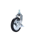 3 Inch Chrome Plated Lead Screw Swivel Caster Wheels Silent Roll Furniture Casters with a black rubber wheel and swivel lock.