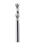 Solid Carbide Two Flute Spiral Down Cut Router Bit End Mill with shiny finish for smooth wood cutting.