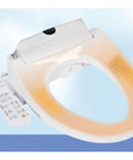 Ultimate Smart Toilet Seat Cover Featuring Fully Automatic Washing And Warm Air Dryer For Straight Up Spotless Hygiene andTotally Seamless Bathroom Comfort, with remote control and oval design.