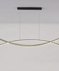 Dope Black Brass Long Strip Suspension Lamp With Adjustable Cable Up To One Point Five Meters, Metal Linear Curved Hanging Lights