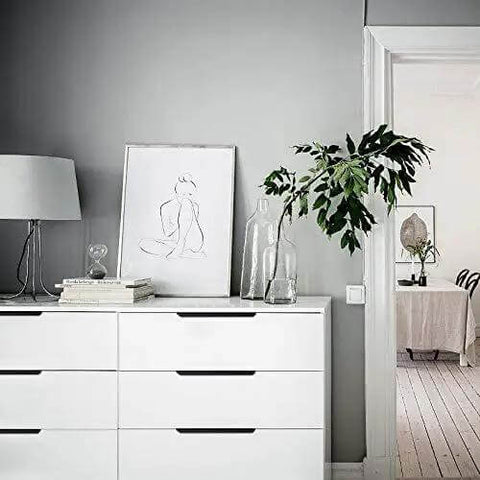 Premium Matte Black Cabinet Handles And Finger Pulls For Kitchen Cupboards 5 Inch Aluminum Alloy Drawer Grips Built Like A Tank Flat Hardware With No Fuss Mounting Real Slick Edge Finish In 10 Pack on white dresser.