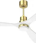 Cool White Ceiling Fan With Dimmable LED Lights 52 Inch Controller Reversible DC Motor Six Speeds Timer Modern Solid Wood Blades