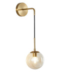 Mid Century Modern Wall Light With Adjustable Cord Raw Brass Round Glass Sconce And Amber Lampshade Warm Cozy Reading Lamp For Bedroom Or Living Room Perfect Retro Vibe For Any Space