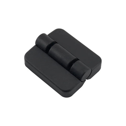 Black plastic torque hinge for cabinet doors, 1 piece.