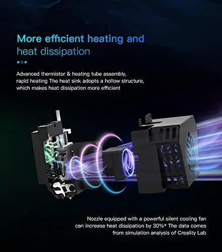 Hotend Extruder Full Kit For CR6 SE And CR6 MAX 3D Printers With Auto Leveling showing heating and cooling system