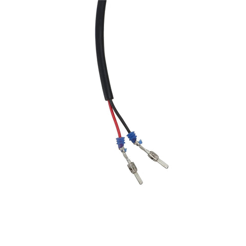 Forklift electromagnetic brake wiring harness with red and black leads and two blade terminals.