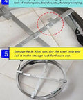 Premium Steel Drain Cleaning Rod For Nasty Household Gunk Badass Clog Ripper with storage rack and clamping hook detail.