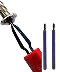 Non Magnetic Holding Screwdriver Set Five Pack Slotted And Phillips Bits with red and blue plastic handles shown with screw grip