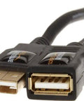 Premium High Speed Usb Extension Cable Male To Female Six And A Half Feet Long Hella Reliable Black Cord With Gold Plated Connectors For Laptops Printers Straight Up Plug Connection showing black cable ends.