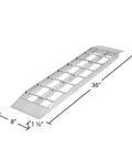 Dual Runner Shed Ramps 3 Foot Long With Aluminum Serrated Rungs, Heavy Duty 1,500 Pound Capacity, illustrated dimensions