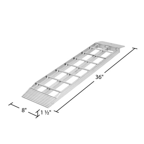 Dual Runner Shed Ramps 3 Foot Long With Aluminum Serrated Rungs, Heavy Duty 1,500 Pound Capacity, illustrated dimensions