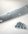 Tough Zinc Plated Steel Mending Plates Four Inch By One Inch Heavy Duty Wood Repair Brackets with screws included.