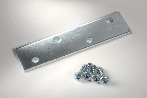 Tough Zinc Plated Steel Mending Plates Four Inch By One Inch Heavy Duty Wood Repair Brackets with screws included.