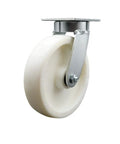 Pro Grade Kingpinless Nylon Swivel Top Plate Caster Built As A Heavy Duty Workhorse Handling 1250 Lbs Like A Dream Featuring Eight Inch White Wheels.