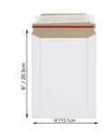 6x8 Inch Ultra Thick 450GSM Stay Flat Cardboard Mailers, 100 Pack White Shipping Envelopes For Photos with measurements