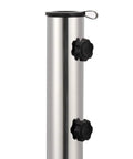 Granite And Stainless Steel Tube Parasol Base With Wheels For Easy Mobility And Quick Positioning, dual locking bolts close-up