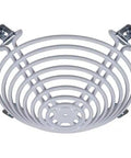 Rock Solid Heavy Duty Steel Web Guard For Photoelectric Smoke Detectors Flush Mount Design, round white steel cage with secure clamps.