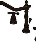 Heritage Widespread Bathroom Faucet In Oil Rubbed Bronze 8 To 16 Inch Spread Solid Brass Construction Drip Free Ceramic Disc Cartridge