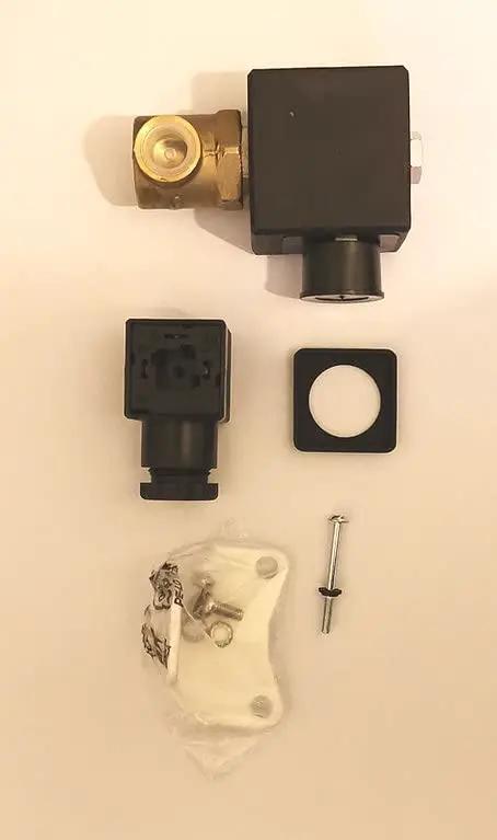 Heavy Duty 24 Volt Electric Solenoid Valve For Boat Freshwater Systems Featuring Solid Brass Construction And Quarter Inch Ports, includes components.